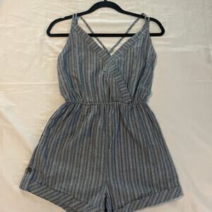 Paper Crane Blue & White Striped Romper – Size S